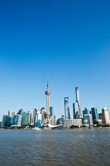 beautiful cityscape of Shanghai under the blue sky