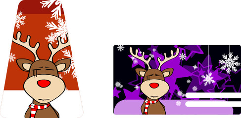 xmas reindeer cartoon giftcard sticker01