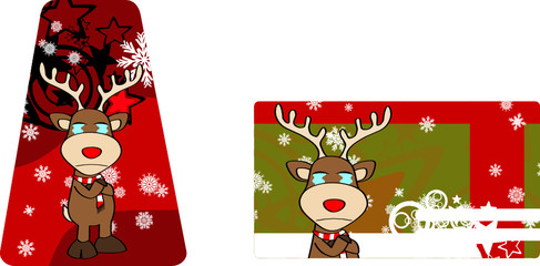 xmas reindeer cartoon giftcard sticker7