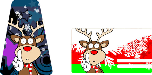 xmas reindeer cartoon giftcard sticker4