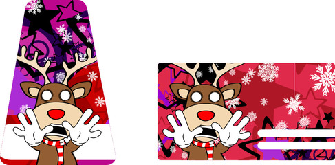 xmas reindeer cartoon giftcard sticker3
