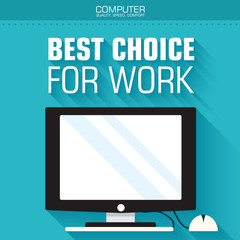 Flat computer on the background with the slogan. Vector illustra