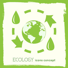 Flat design of ecology, environment, green clean energy and poll