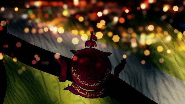 Brunei Flag Light Night Bokeh Abstract Loop Animation