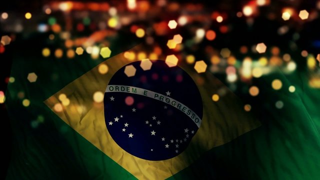 Brazil Flag Light Night Bokeh Abstract Loop Animation