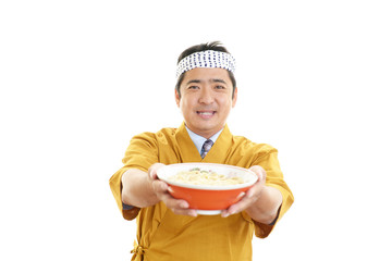 笑顔のラーメン職人