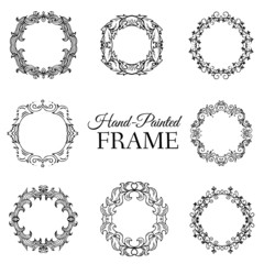 Hand drawn abstract background ornament frame on old paper illus