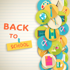 back to school abstract background of flat icons orange concept.