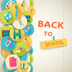 back to school abstract background of flat icons orange concept.