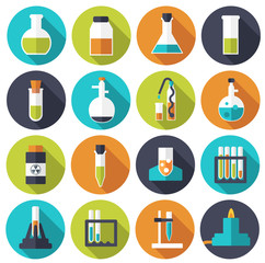 Retro experiments in a science chemistry laboratory icon concept