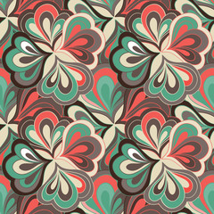 Vector doodle hand drawn seamless floral pattern
