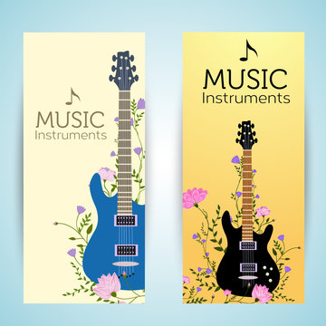 flat music instruments background concept. Vector illustrator