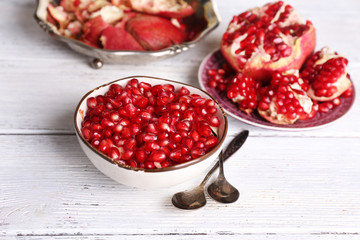 Beautiful composition with juicy  pomegranate seeds,