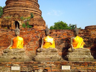 Stone statue of a Buddha at Ayutthaya Thailand