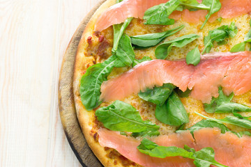 Pizza with Mozzarella, Salmon Slice
