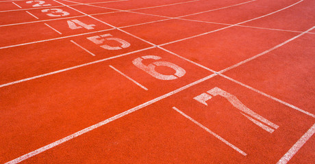 Athletic track with white line