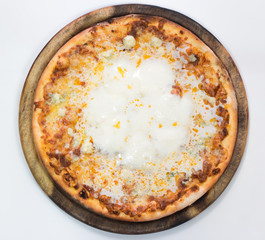 Delicious italian pizza on white