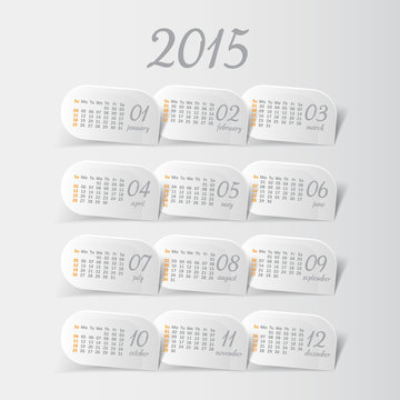 2015 year vector white calendar for business wall calendar