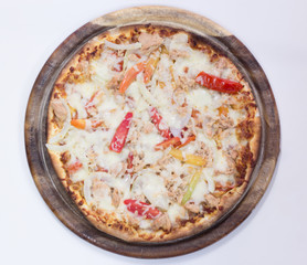Delicious pizza top view