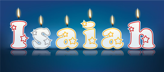 ISAIAH written with burning candles