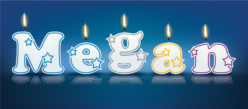 MEGAN written with burning candles