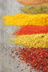 Assorted powder spices