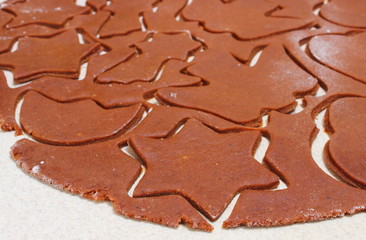 Dough for cookies in shape of star