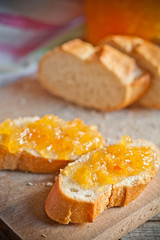 fresh bread with orange jam