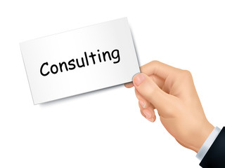 consulting card in hand