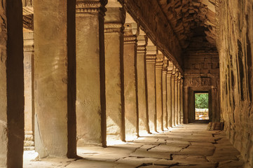 empty corridor of ancient Angkor Wat