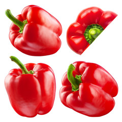 Red pepper. Fresh paprika isolated on white. Collection
