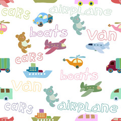 Seamless pattern with toys