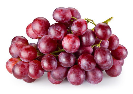 Ripe red grape isolated on white background. With clipping path