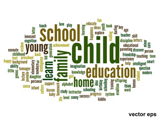 Vector conceptual child education word cloud