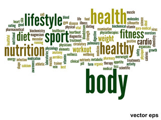 Vector conceptual health word cloud