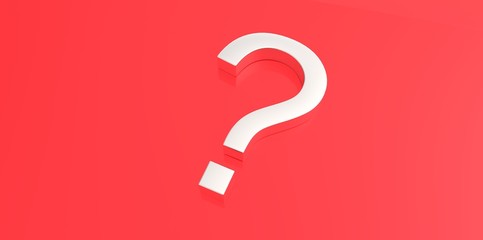 white 3D question mark on red background