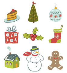 Vector illustration of Christmas icons design set.