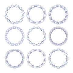 Set of silver chain frames with diamonds.