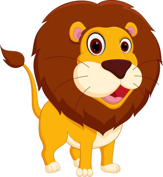 Cute lion cartoon standing