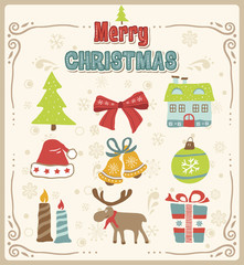 Vector illustration of Christmas tree design set.