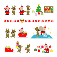 Naklejka premium サンタクロースとトナカイ