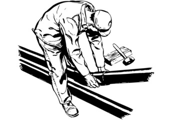 Obraz na płótnie Canvas Worker Fitting Pipes
