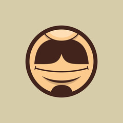 Smiling Mouth with Moustache in Circle Vector