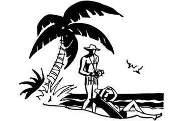 Tourists On Tropical Beach