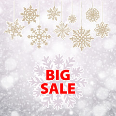 Winter sale background banner and snow. New year. Vector