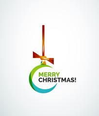 Merry Christmas card - abstract ball, bauble