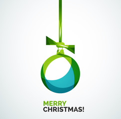 Merry Christmas card - abstract ball, bauble