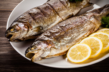 Fish dish - fried fish fillet with vegetables