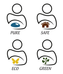Eco green and environment protection icon set