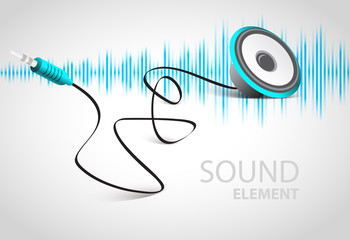 audio speaker sound music element cable connector curve bend